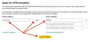 Applying for GTIN Exemption on Amazon