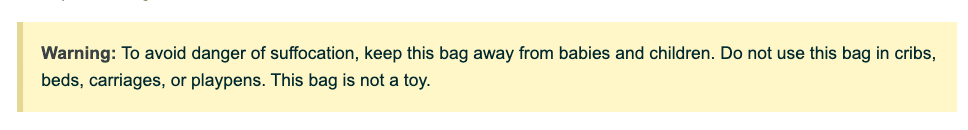 Suffocation Warning for Poly Bags Amazon FBA