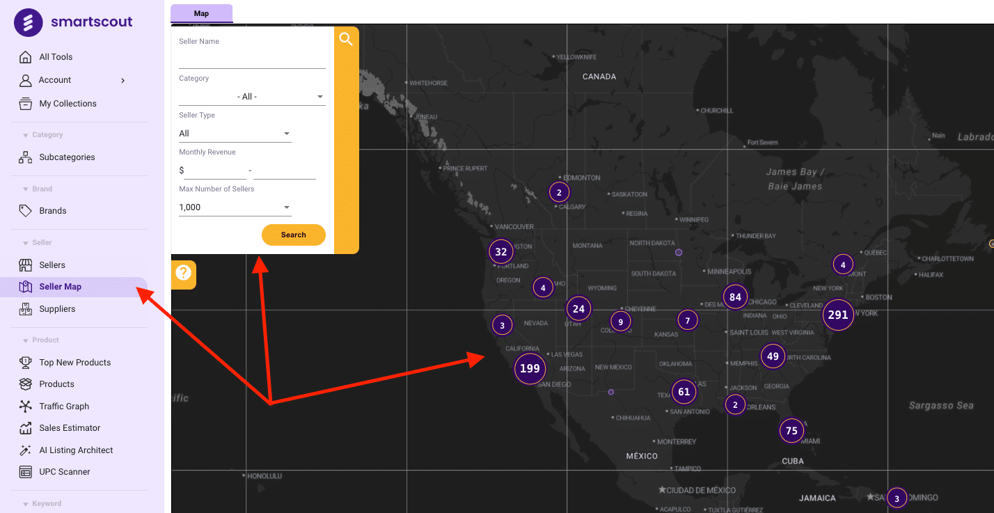 SmartScout Seller Map SmartScout Seller Map