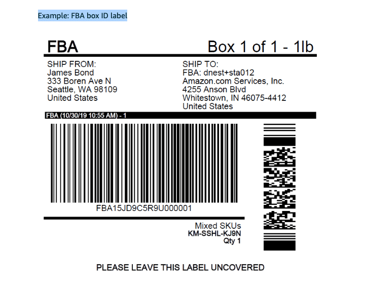 FBA Box ID Label FBA Box ID Label